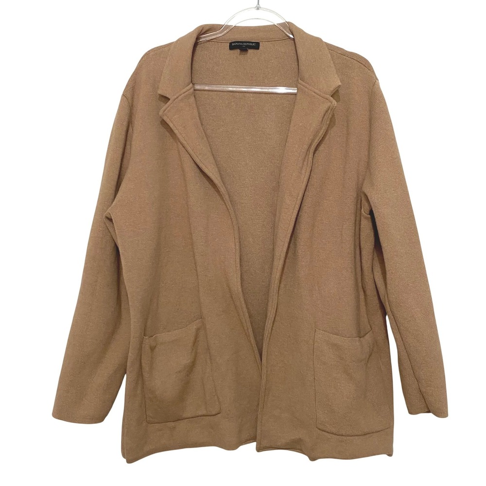 Banana Republic Open Front Ponte Blazer XL Camel Tan Old Money Mature Career